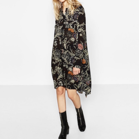NWT ZARA PRINTED SHIRT DRESS - Picture 2 of 6